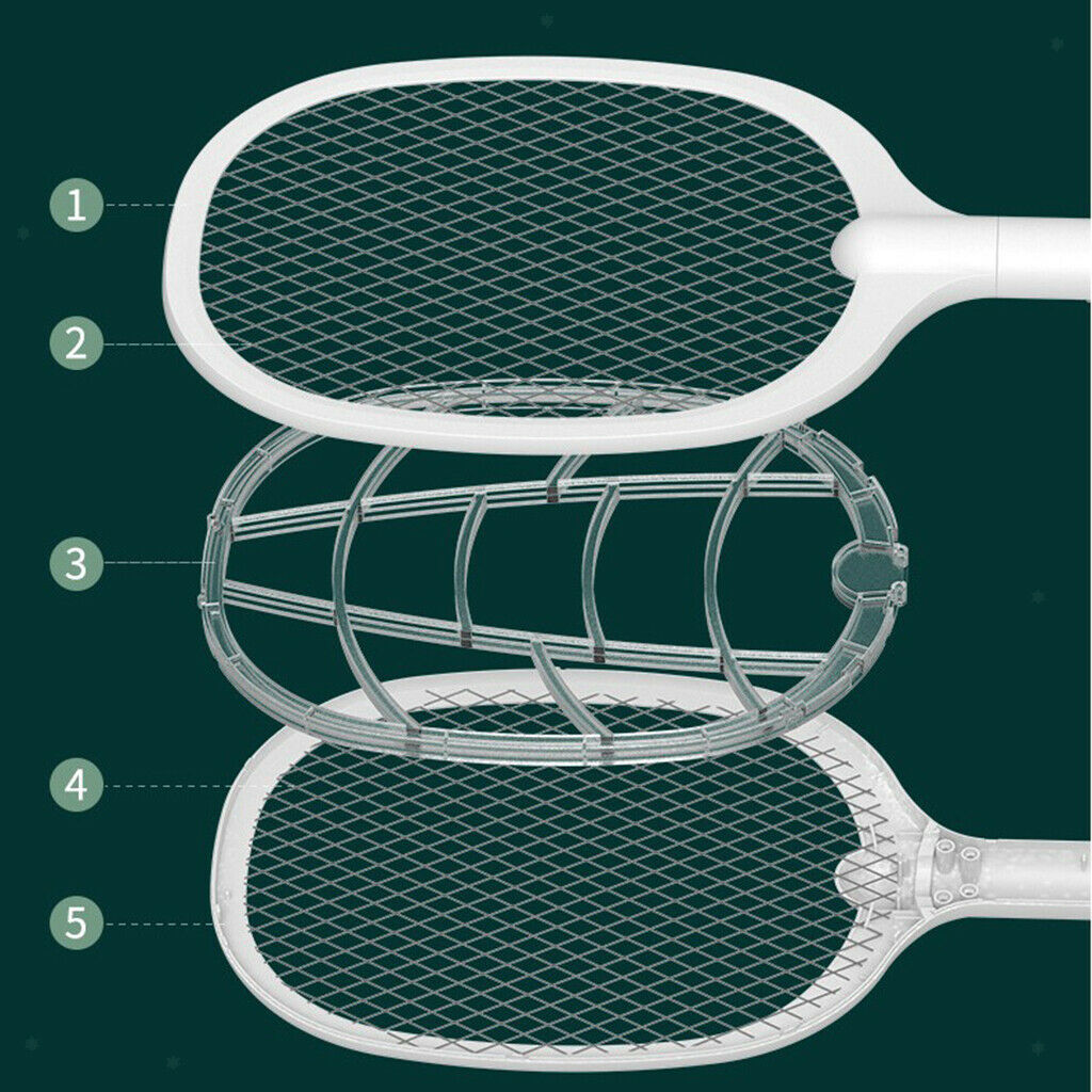 Electric Rechargeable Mosquito Swatter Repellent LED Bug Fly Zapper Racket