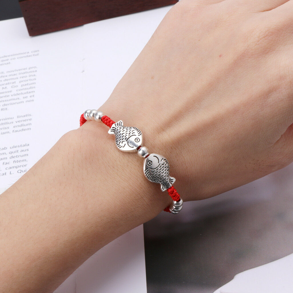 Two Fish Charm Red String Rope Braided Kabbalah Bracelets Fashion Women Jewelry