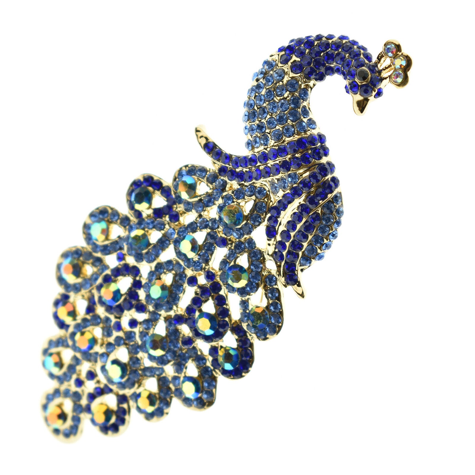 Peacock Brooch Women Lapel Pin Animal Pendant Blue Peafowl New Year Christmas