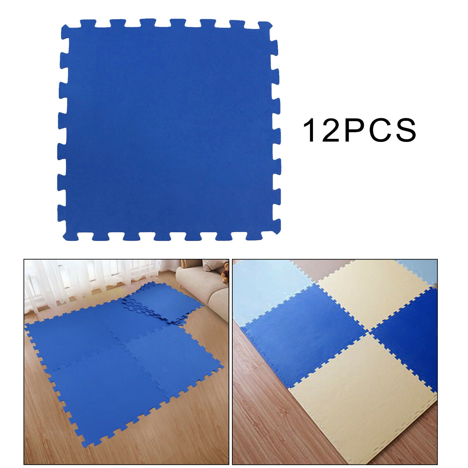 12 Pcs Puzzle Mat Waterproof Comfortable Flooring Padding Tiles 50x50cm