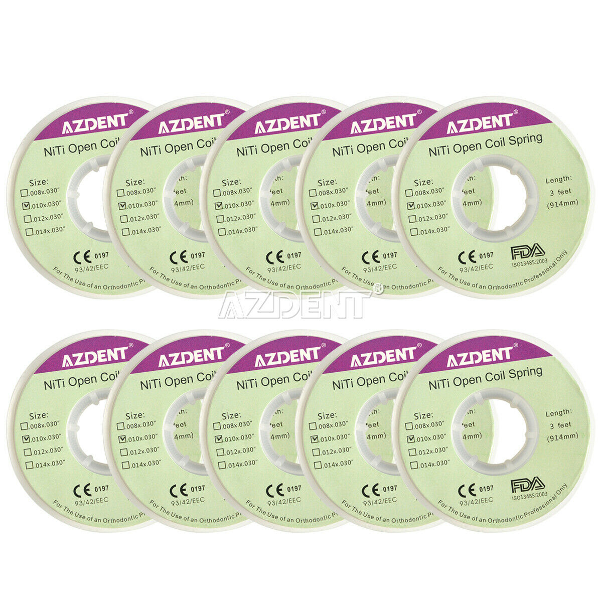 10 Rolls Dental Orthodontic Niti Open Coil Springs Dia.010 inch 010*030″ 914mm