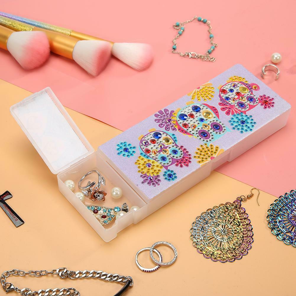 DIY Owl Special Shaped Diamond Painting 2 Grids Pencil Storage Case Gifts @