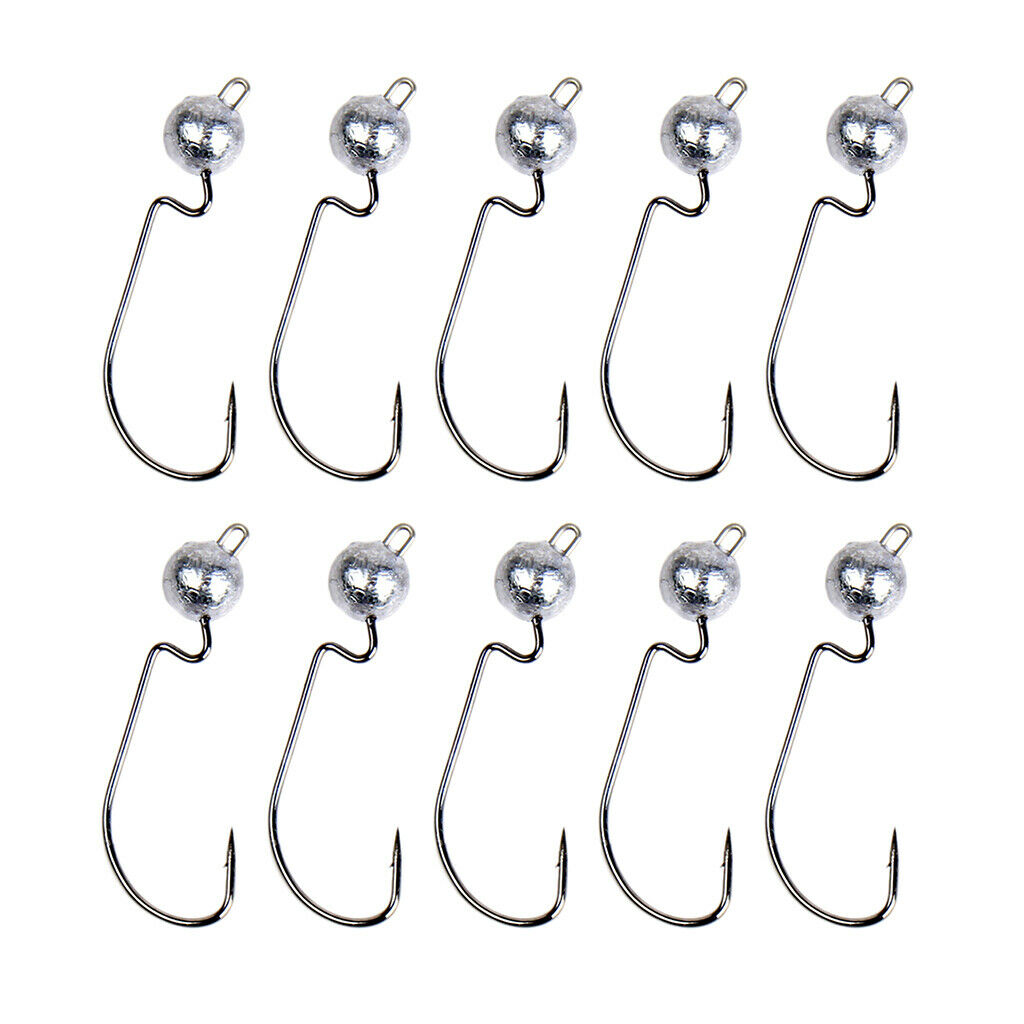 10pcs Weighted Fishing Hooks Crank Hook with Lead for Swimbaits 5g