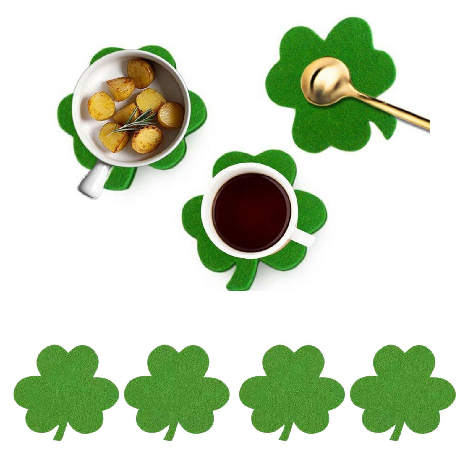 4 Pack St. Patrick's Day Coaster Pads Anti-slip Flower Home Decorations