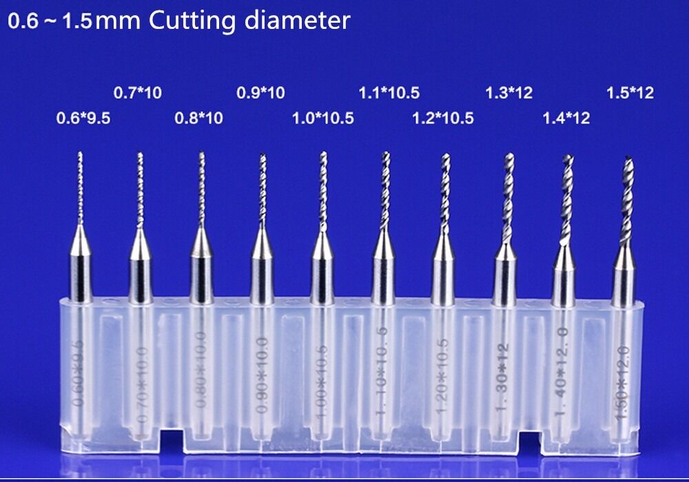 10x Tungsten Carbide PCB Carving Tool CNC Engraving Micro Drill Bits 2.1-3mm