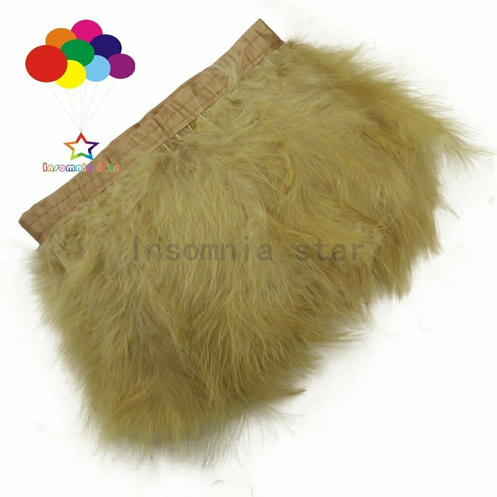 2 Meter Sand Fancy Soft Fluffy Turkey Marabou Feather Ribbon Trim Feather Width
