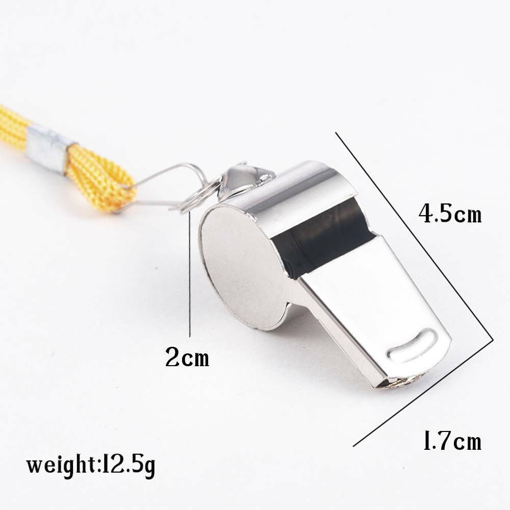 Stainless Steel Sport Game Referee Whistle Lanyard Emergency Loud Sound Outdoor.