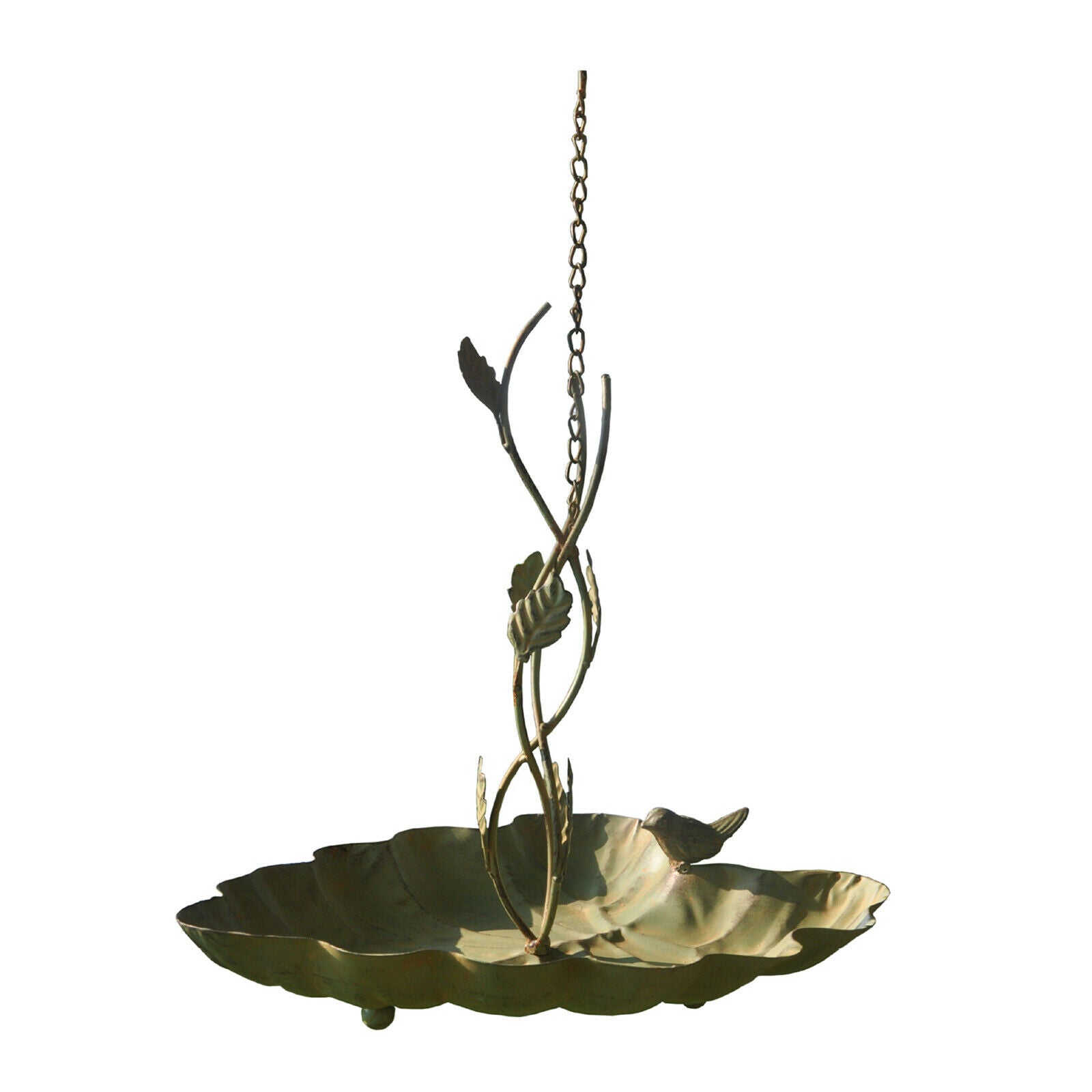 Metal Leaf Shape Bird Feeder Tray Dish Hanging Patio Decoration Stylish