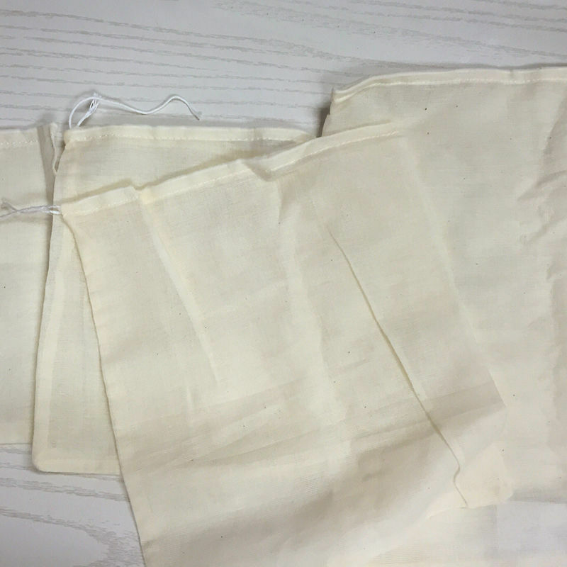 20 Pack Cotton Muslin White Drawstring Bags Large Bulk Herbs Tea Spice Bag