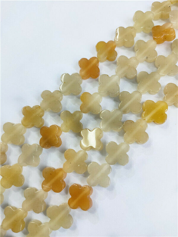 1 Strand 14x4mm Natural Yellow Aventurine Clovers Spacer Loose Beads 15.5" HH204