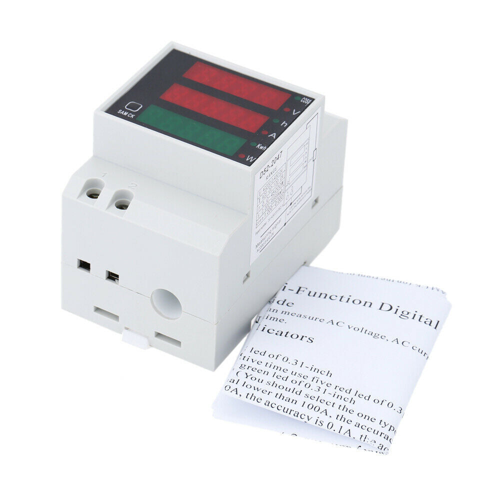 AC200-450V Digital Rail LED Current Voltage Power Meter Ammeter Voltmeter