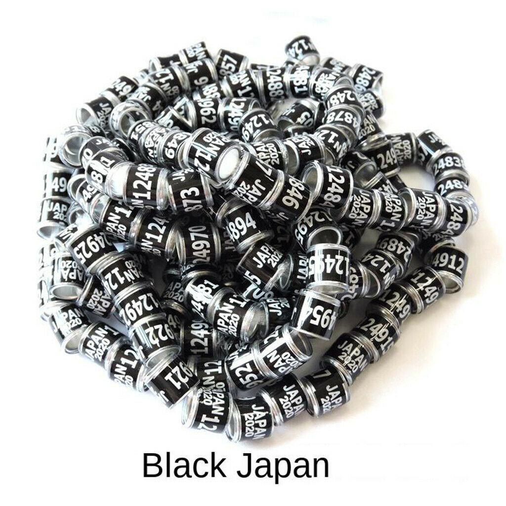 Set of 100 Racing Pigeon Leg Ring 2020 Year 8mm Plastic No Harm Black Japan