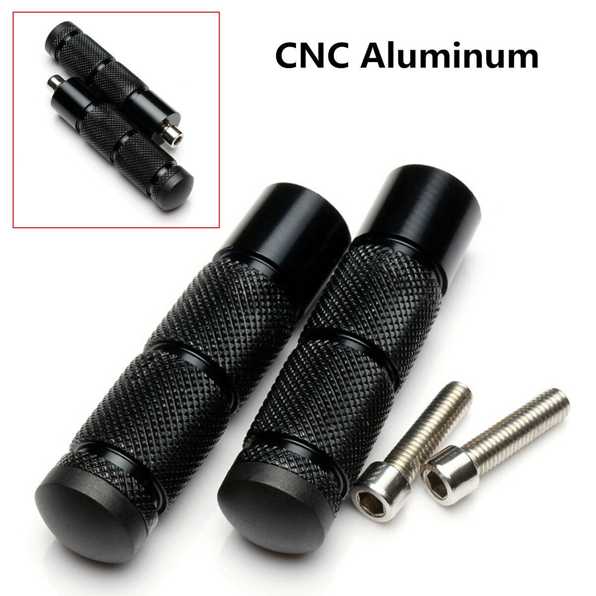 Pair CNC Aluminum Motorcycle Foot Pegs Footpegs Rear Set Foot Rests Pedals Black