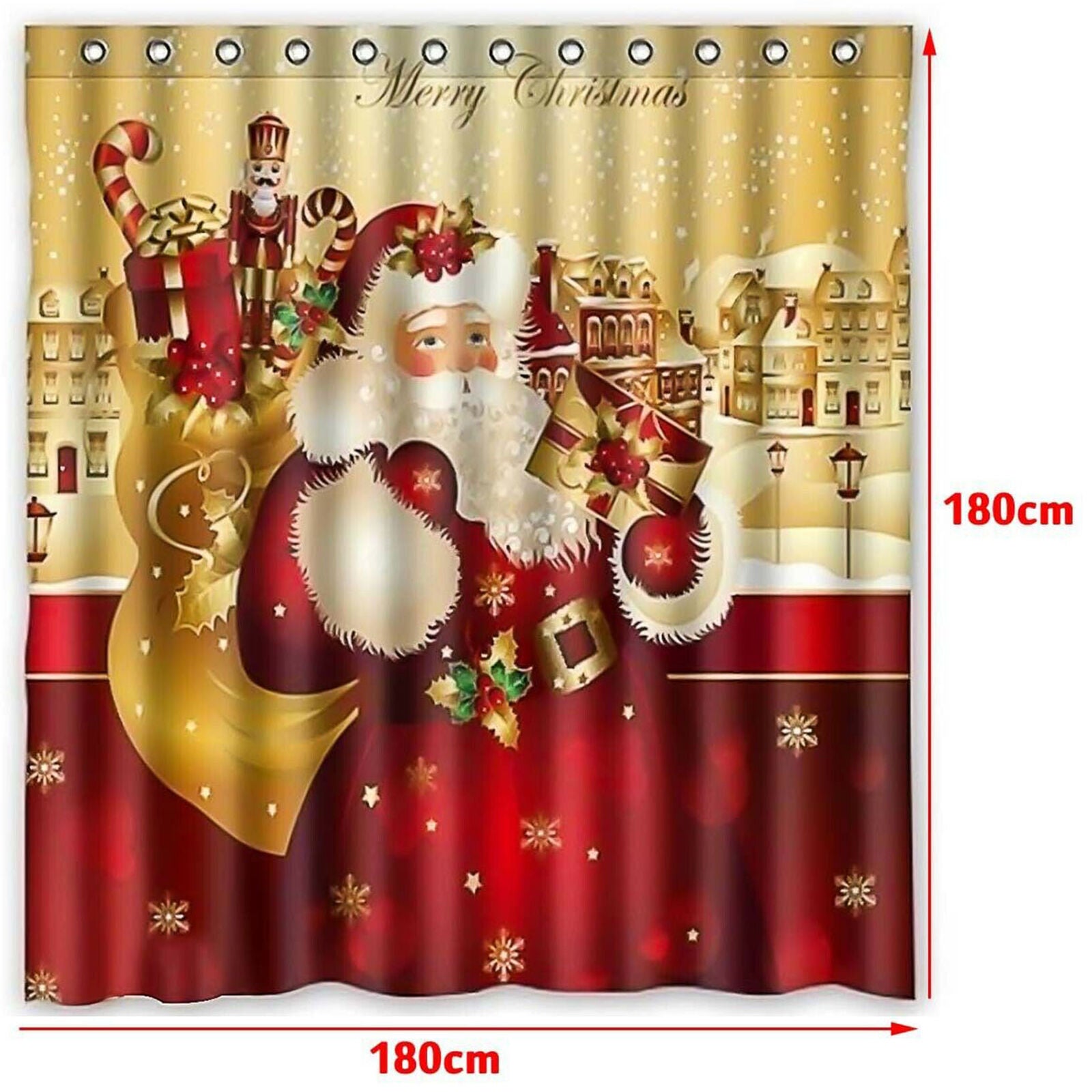 Christmas shower Curtain Bathroom Anti-slip Carpet Rug Toilet Cover Mat Set
