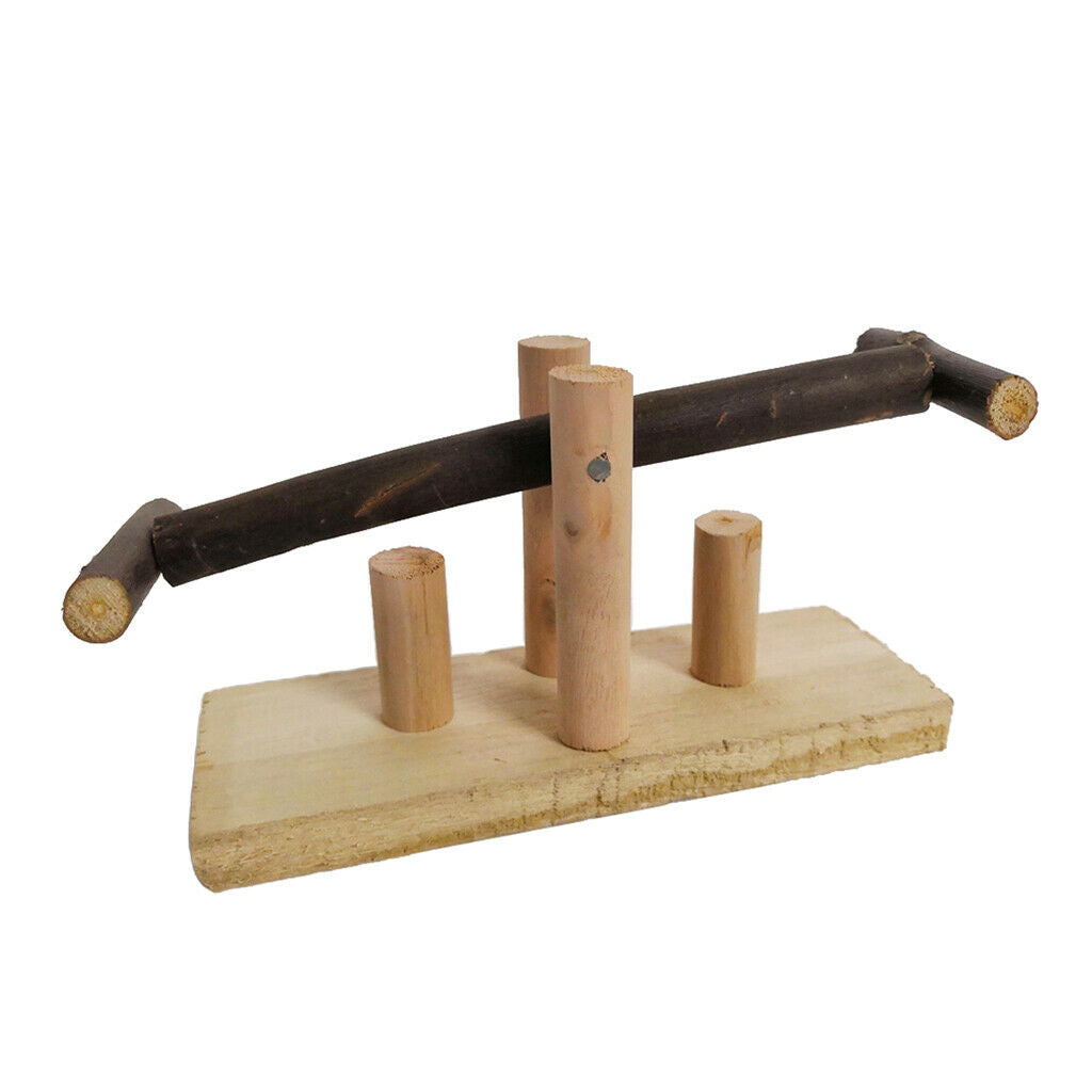 Funny Wood Hamster Cage Chewing Toys Perches Seesaw f/ Guinea Random Color