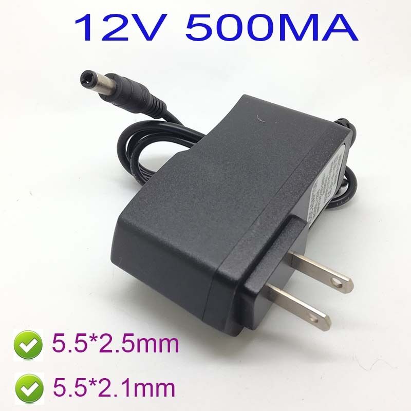 US AC 100-240V Converter Adapter DC 12V 500mA 0.5A Power Supply 5.5 x 2.1MM /SX
