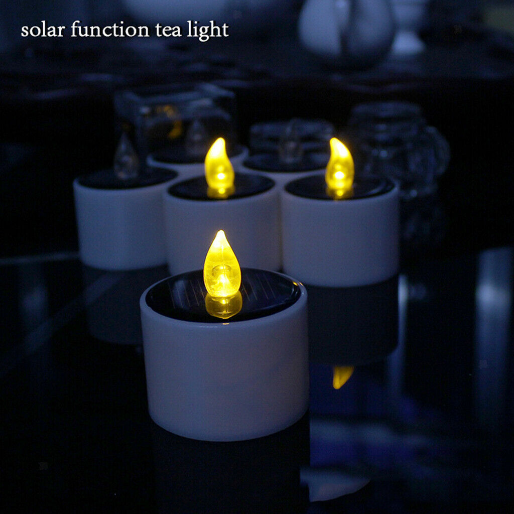4x Flameless LED Tealights Electric Bulb Solar Operated Realistic and Bright