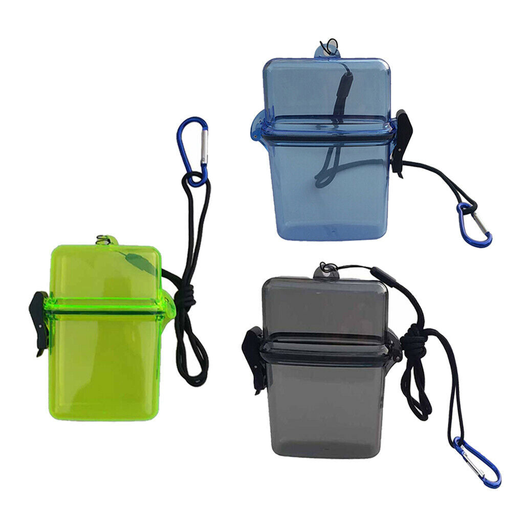 Set of 3 Scuba Storage Box with Lanyard & Carabiner for Camping Fishing