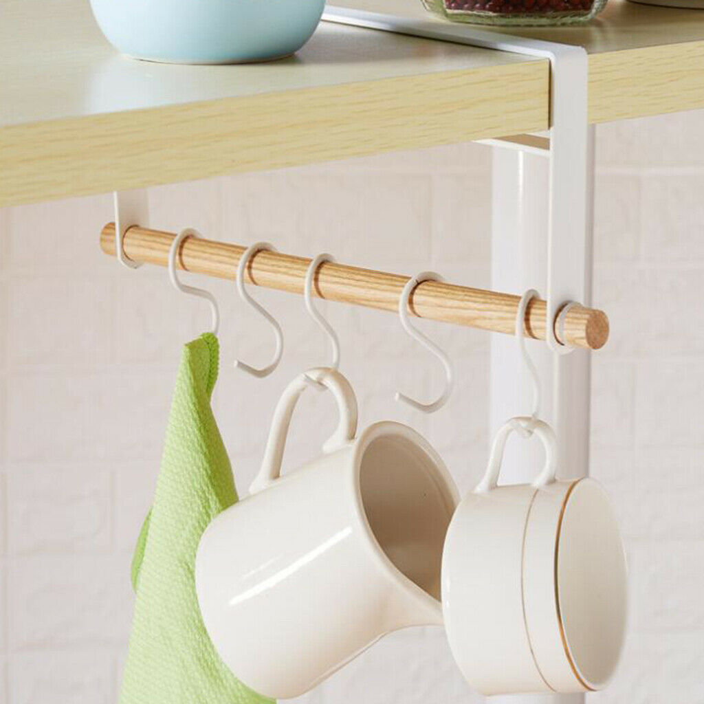 5 Hook Kitchen Under Shelf Cabinet Rack Mug Cup Holder Wardrobe Storage Hook