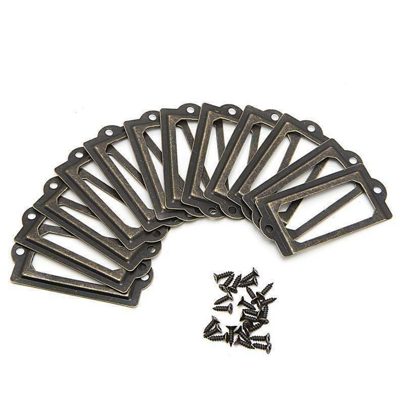 12pcs Metal Label Pull Handle Frame Name Card File Holder Cabinet Furniture Draw