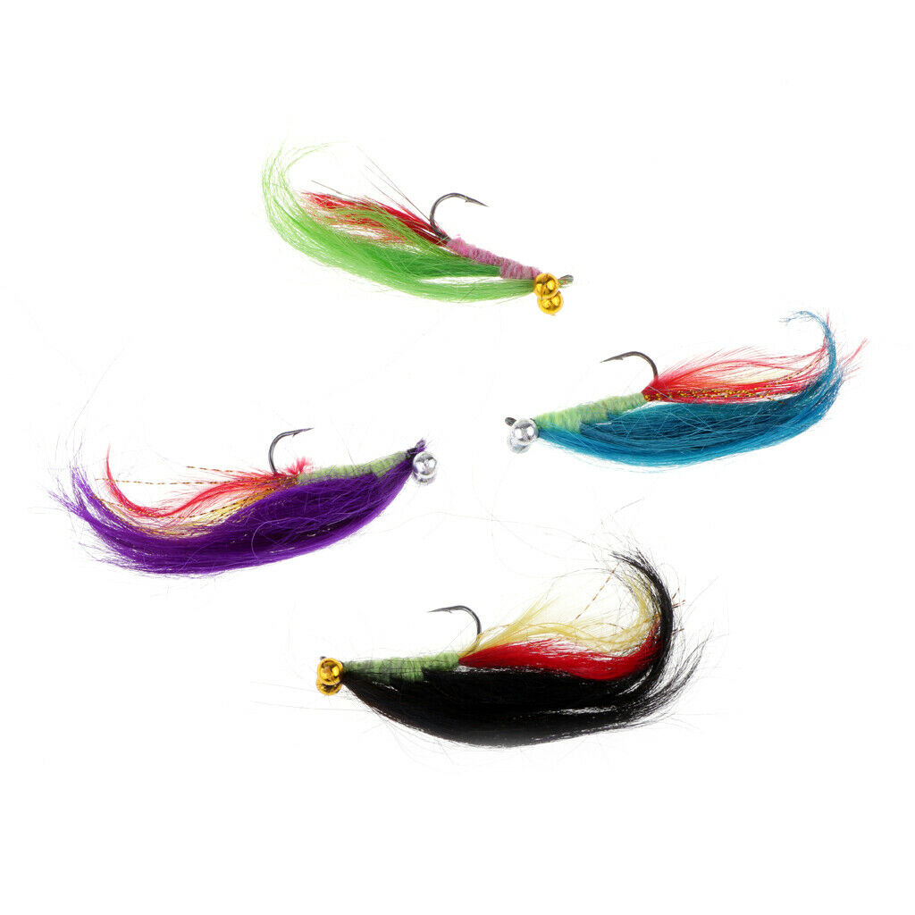 4pcs Fly Hooks Long Tail Streamer Minnow Fishing Flies Fly Fishing Lures Set