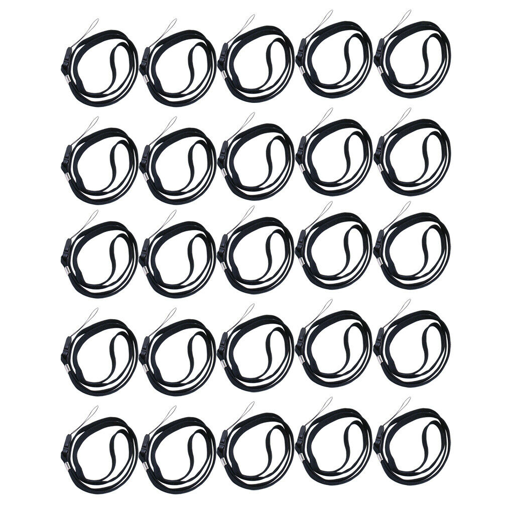 25x 16inch Black Neck Strap Lanyard for Mp3 Cell Phone ID Card
