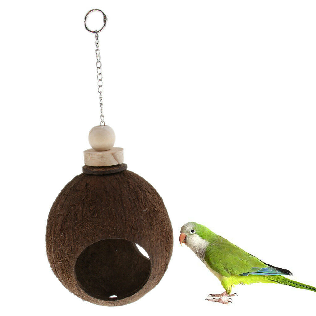 Coconut Shell Bird Nesting House Cage With Hanging Lanyard For Small Pet