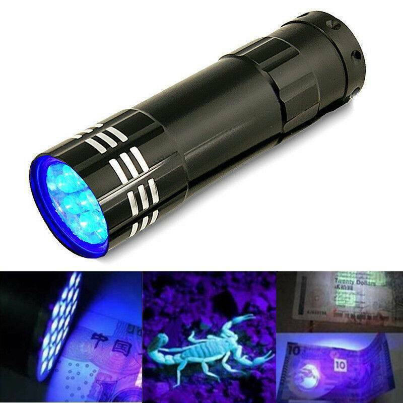 Pocket 9LED Mini Aluminum UV Ultra Violet Flashlight Blacklight Torch Light Lamp