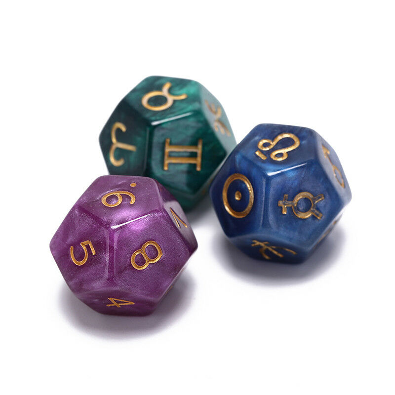 3pcs dice astrological creative dice set multi-faceted acrylic dice for fun *IA