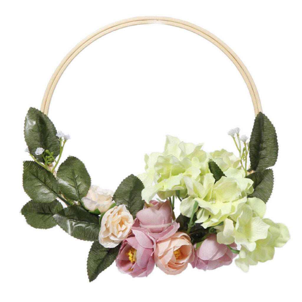 2x 20cm 8" Artificial Flower Hoop Wreath Garland Hanging Home Decor Wedding