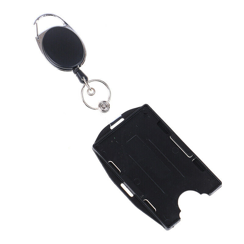 2-Pack Card ID Holder with Retractable Badge Reel w Carabiner & Belt Cl.l8