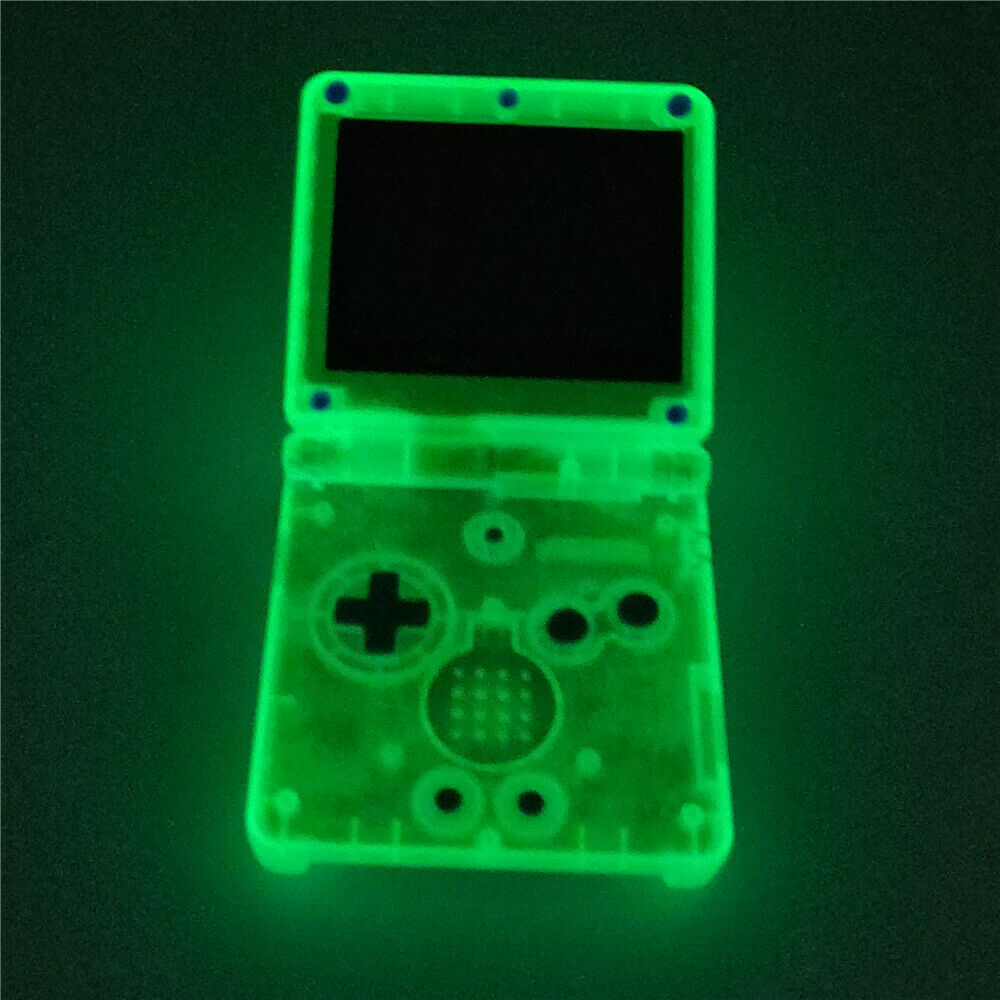 Luminous Clear Green Housing Shell Cover Red Lens For Game Boy Advance SP GBA SP