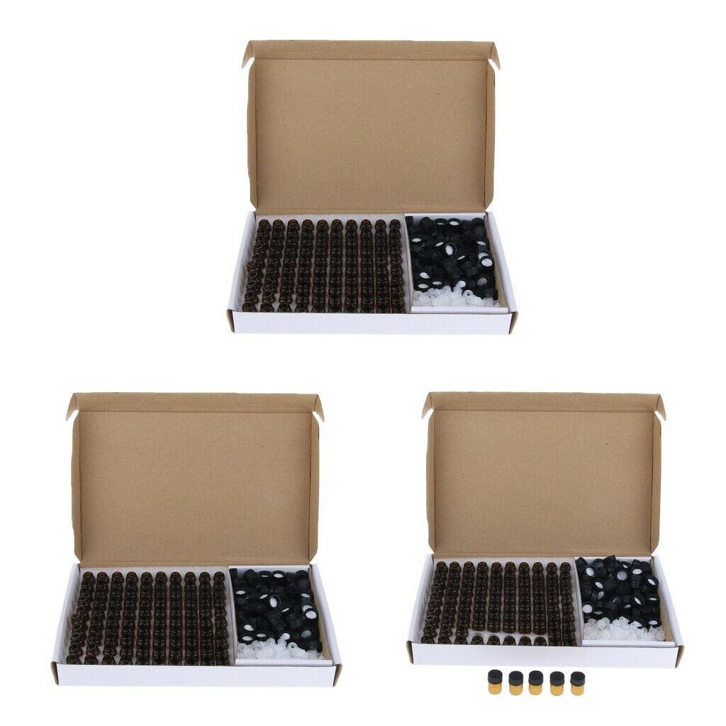 300pcs 1ml&2ml&3ml Glass Bottles w/Orifice Reducer Vials for Pocket Purse