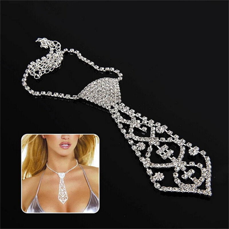Wonderful Women Sexy Bling Rhinestone Neck Tie Necklace Wedding Bridal Par.l8
