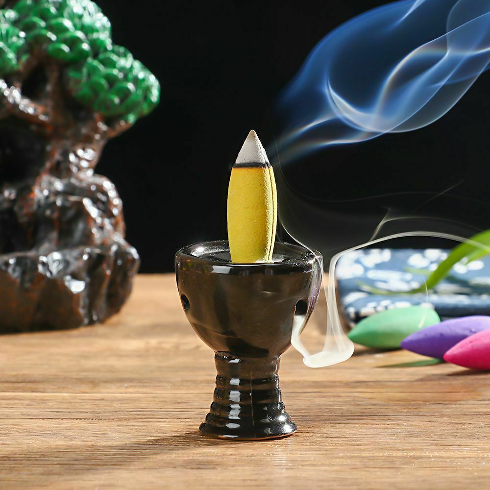 Desktop Ornament Buddhist Backflow Censer Incense Burner Ceramic Fragrance Lamp