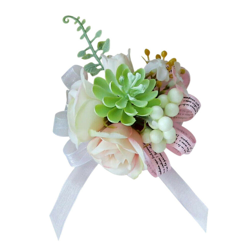 Beautiful Wedding Bride Bridesmaid Flower Girl Wrist Corsage Rose Succulent