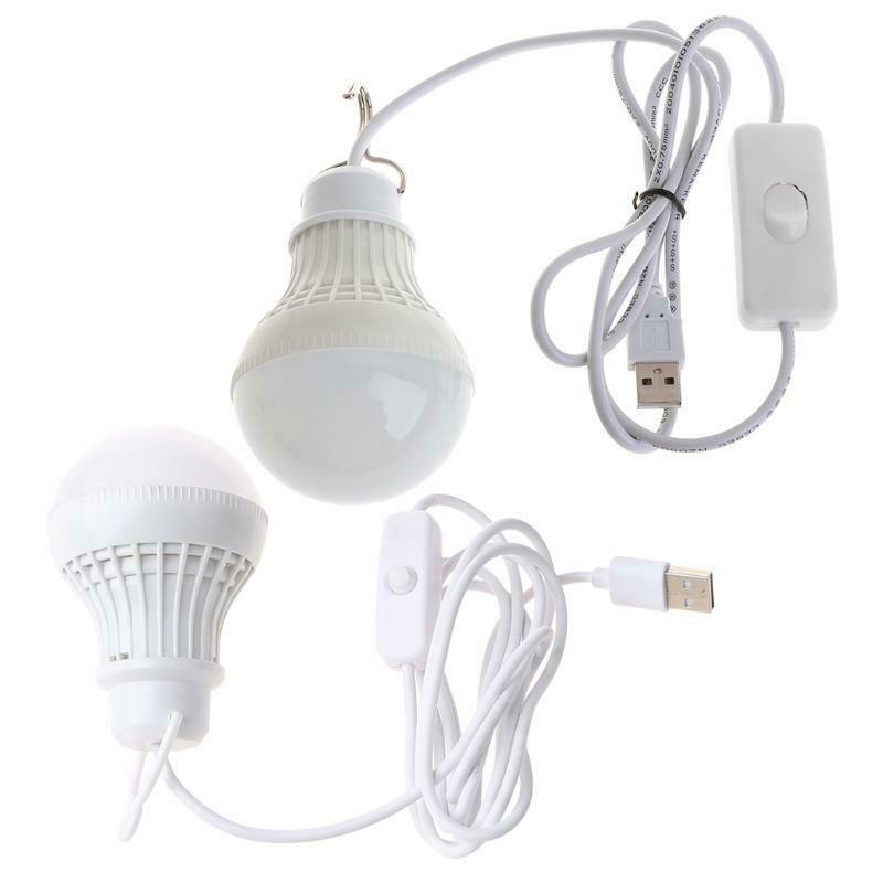 5W 10 LED Energy Saving USB Bulb Light Camping Home Night Lamp Hook Switch