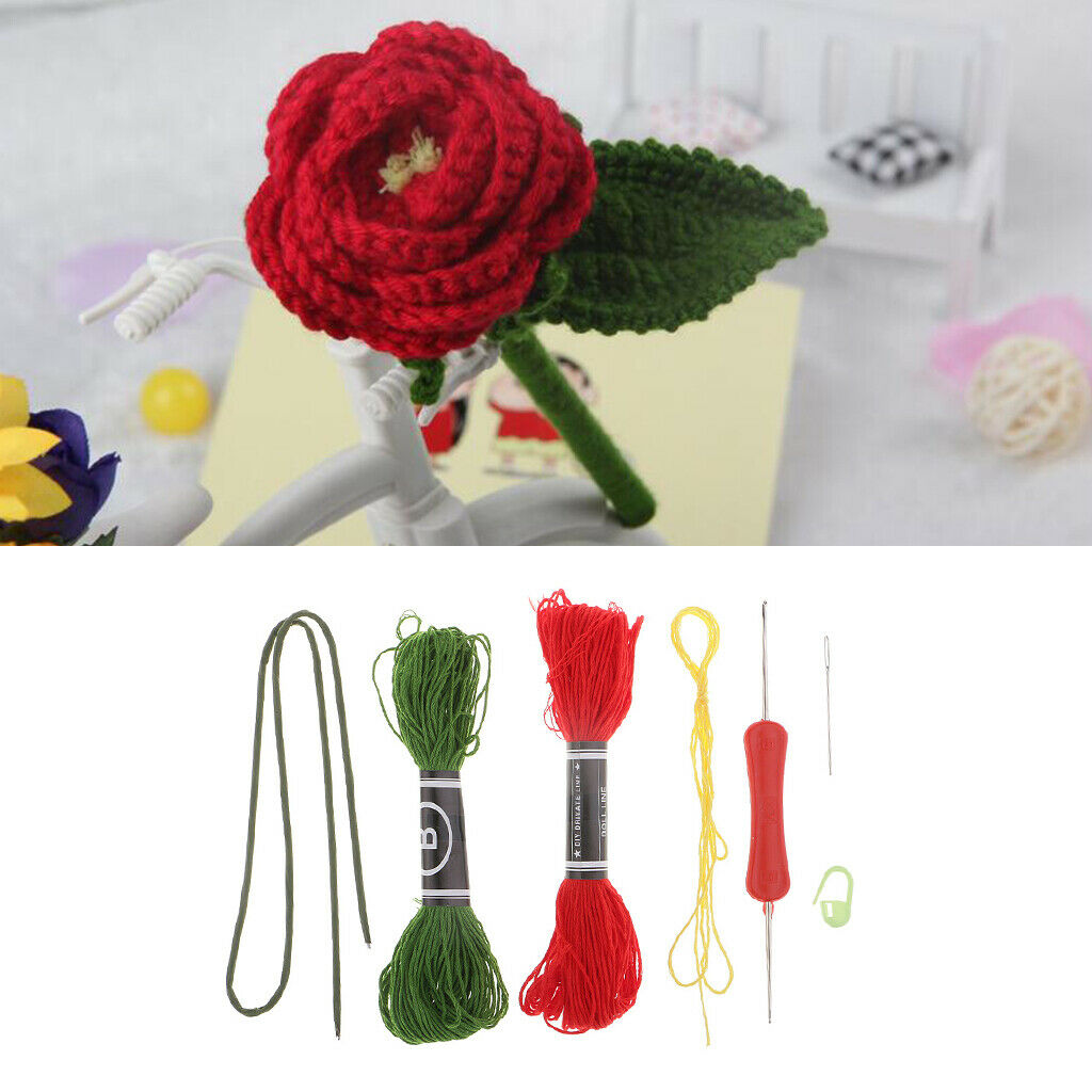 Crochet Craft Kit - Red Rose, Perfect for Christmas Decorations Or As A