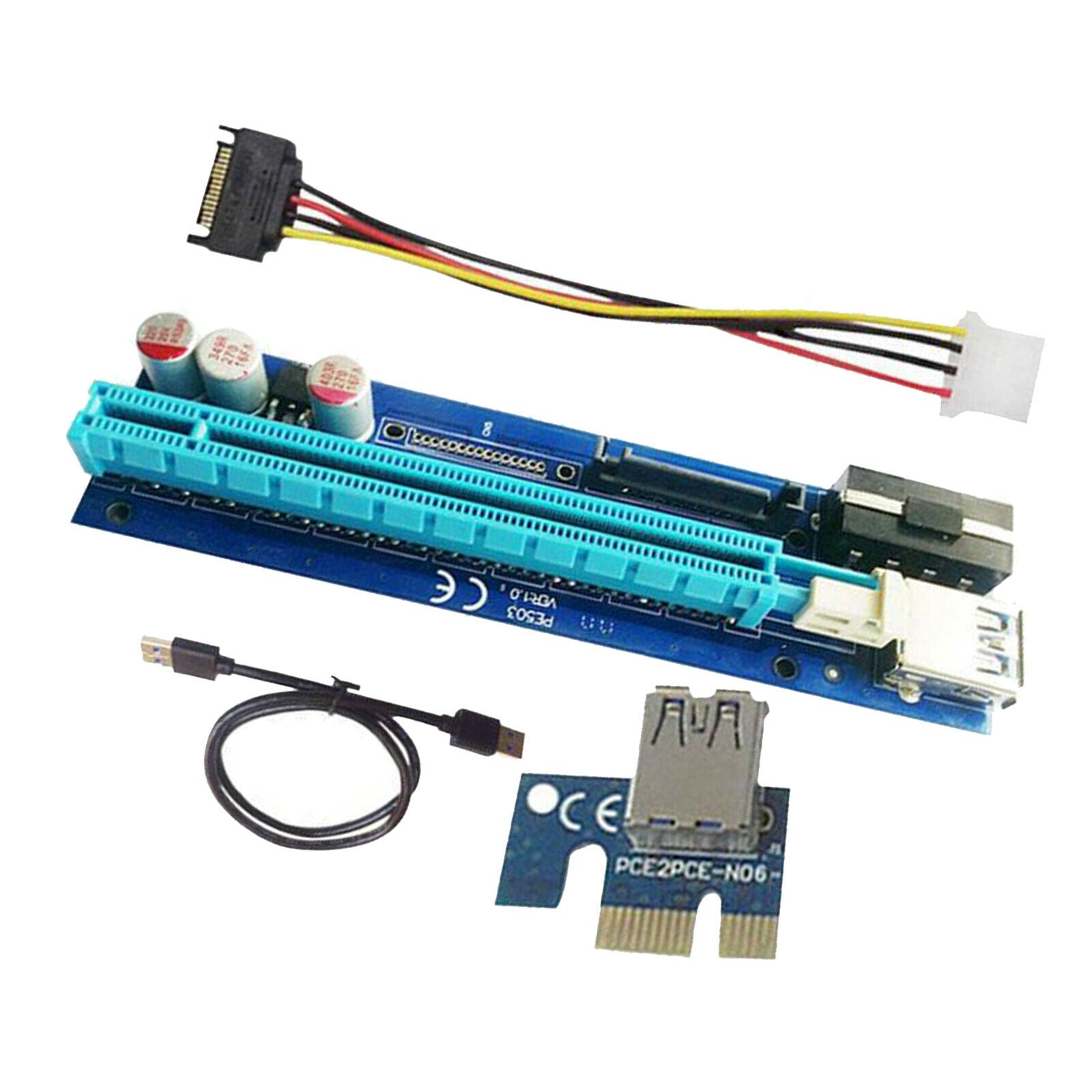 PE503 PCI-E GPU Riser Card 4PIN+SATA Adapter for Bitcoin Miner Accessories