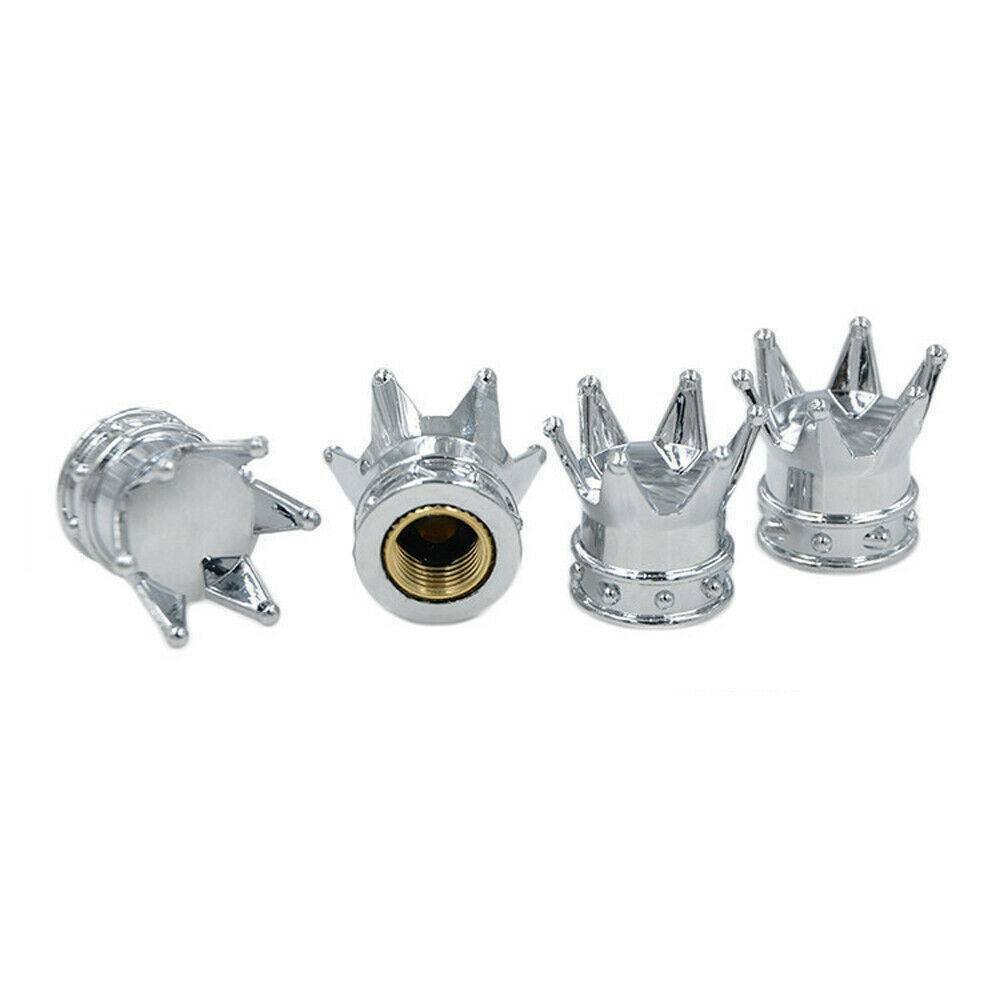 4x Chrome Royal "Crown" Tire Air Valve Stem Caps for Car, Truck SUV ,Motorcycle