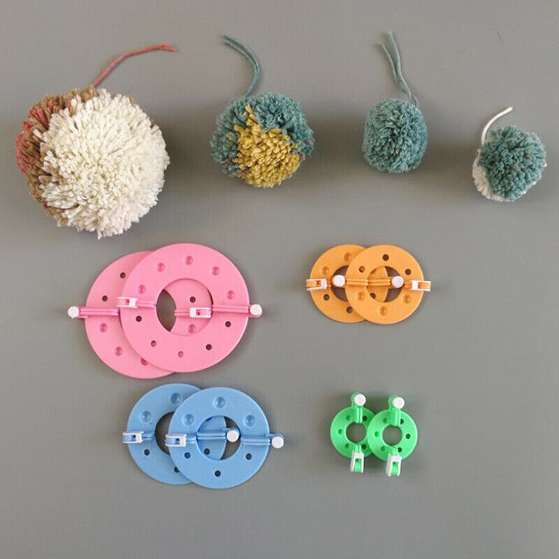 4Pcs Pompom Maker Kit Knitting Bobble 4 Sizes Plush Fuzz Ball Making Craf.l8
