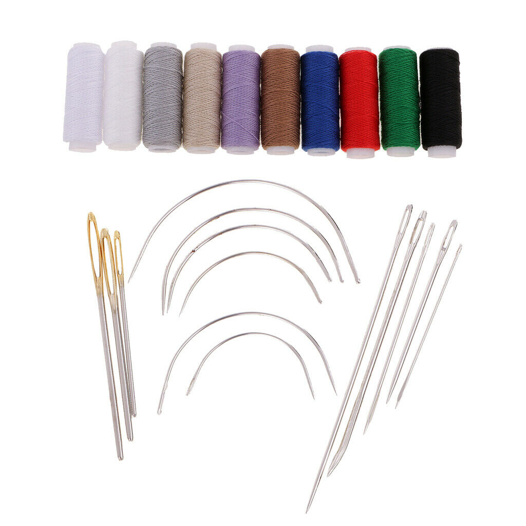 Assorted Hand Sewing Thread Spools Curved&Straight Needles Jeans Embroidery