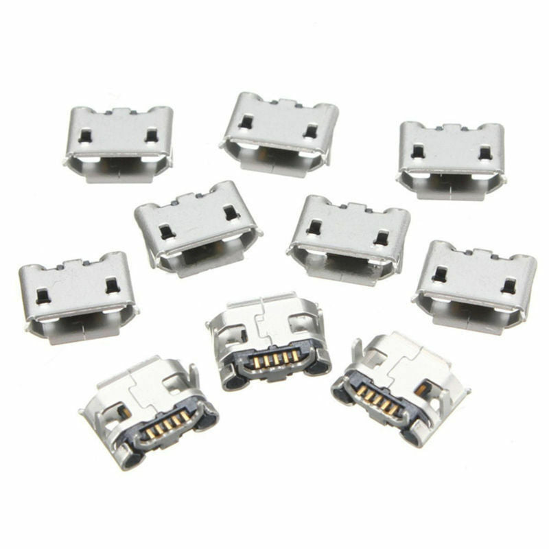 10PCS Micro USB Type B Female 5 Pin Legs PCB SMD DIP Soldering Socket Connectors