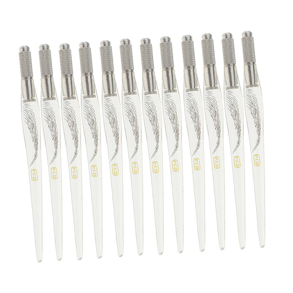 12Pcs Reusable Microblading Pen Lip Line Manual Tattoo Pen Machine Supplies