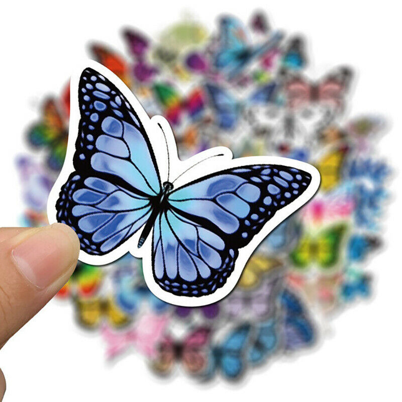 50x/pack Lovely Butterfly Label Stickers DIY Laptop Suitcase Motor Car St.l8