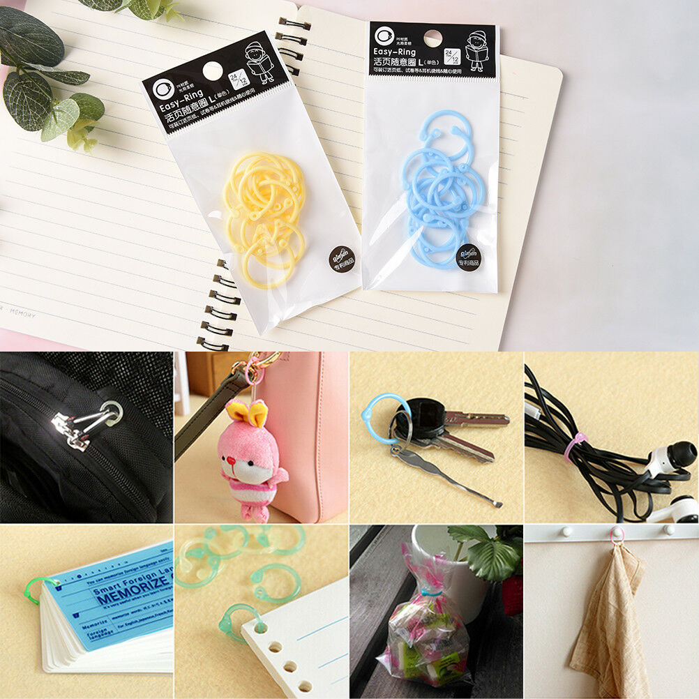 12Pcs Plastic Ring Binder for Spiral Notebook Diary Loose Leaf Book Binding  ADD