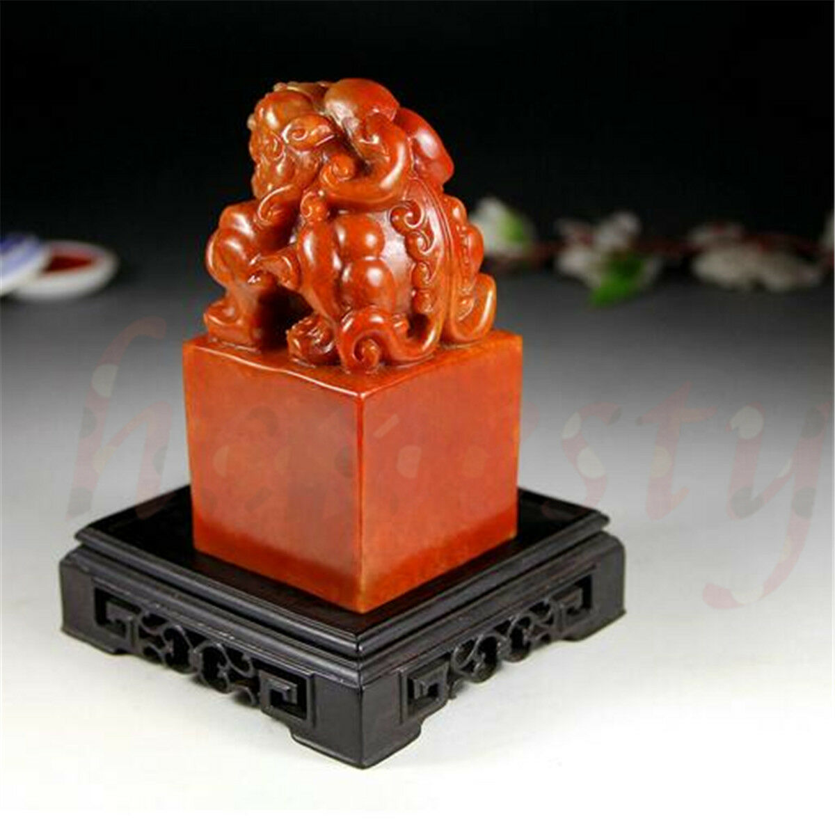 Chinese Shoushan Ancient Beast Carving Seal Sculpture Name Stone Jade DIY Carft