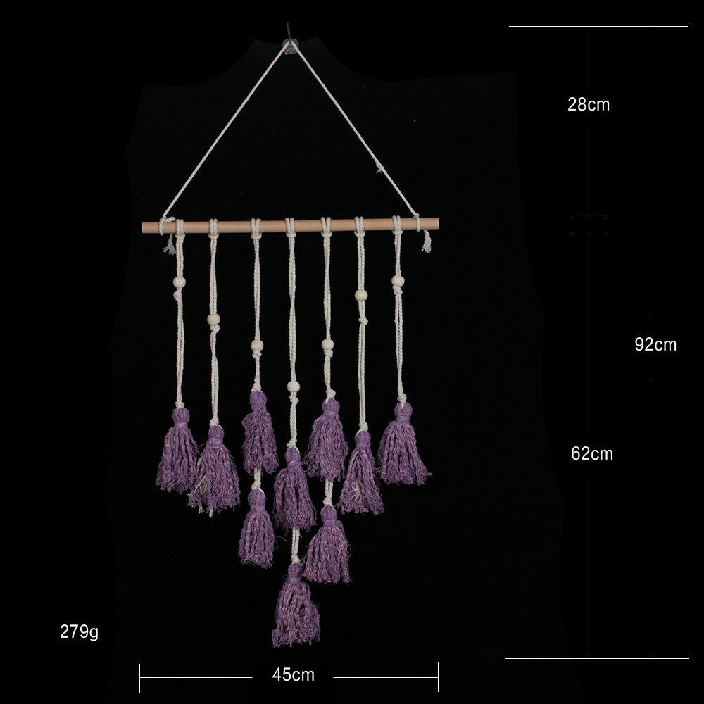 Purple  Macrame Wall Hanging Tapestry Woven Bohemian Art Backdrop Wedding Party