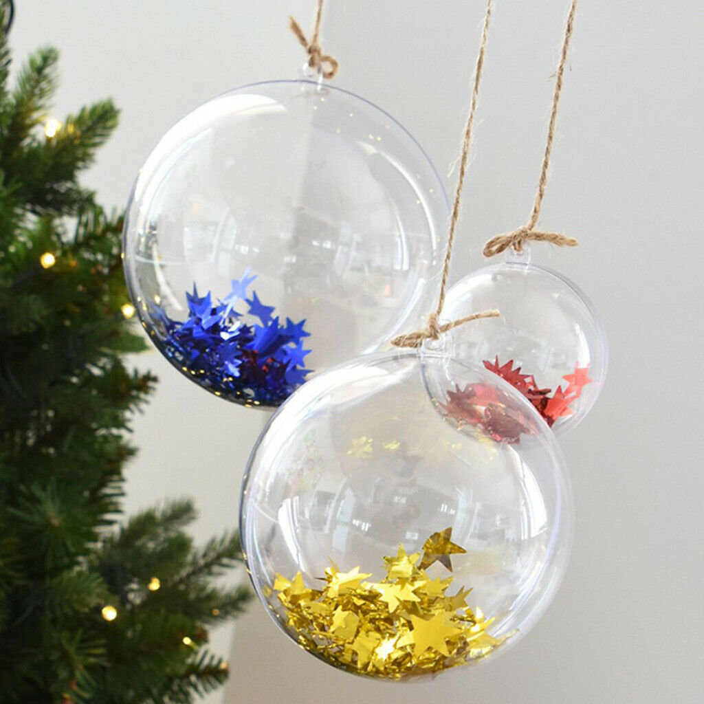 10pcs Clear Plastic Fillable Ball Ornaments Christmas Candy Box Crafts 6cm