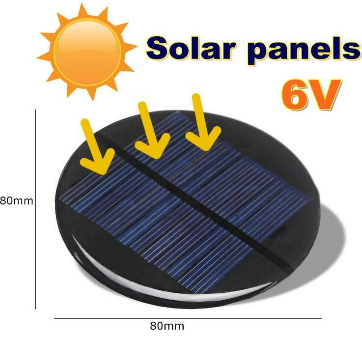 5pcs Mini Solar Panel Module 6V 2W 0.35A 80MM Round Poly DIY Epoxy Cell Battery